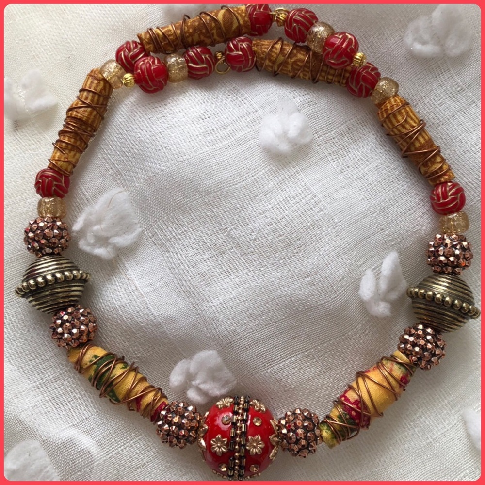 Fabric beads choker